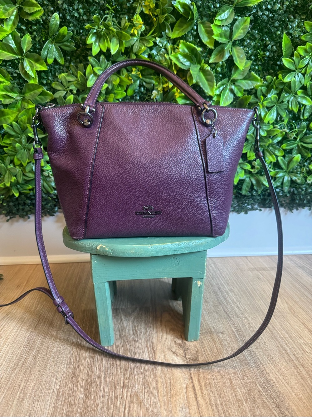 Coach Kacey Leather Satchel in Plum